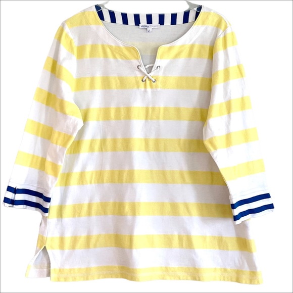 Talbots Tops - HELLO SATURDAY by TALBOTS Yellow and White Stripe Top Size XL